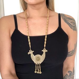 Vintage Brass and Wood Necklace